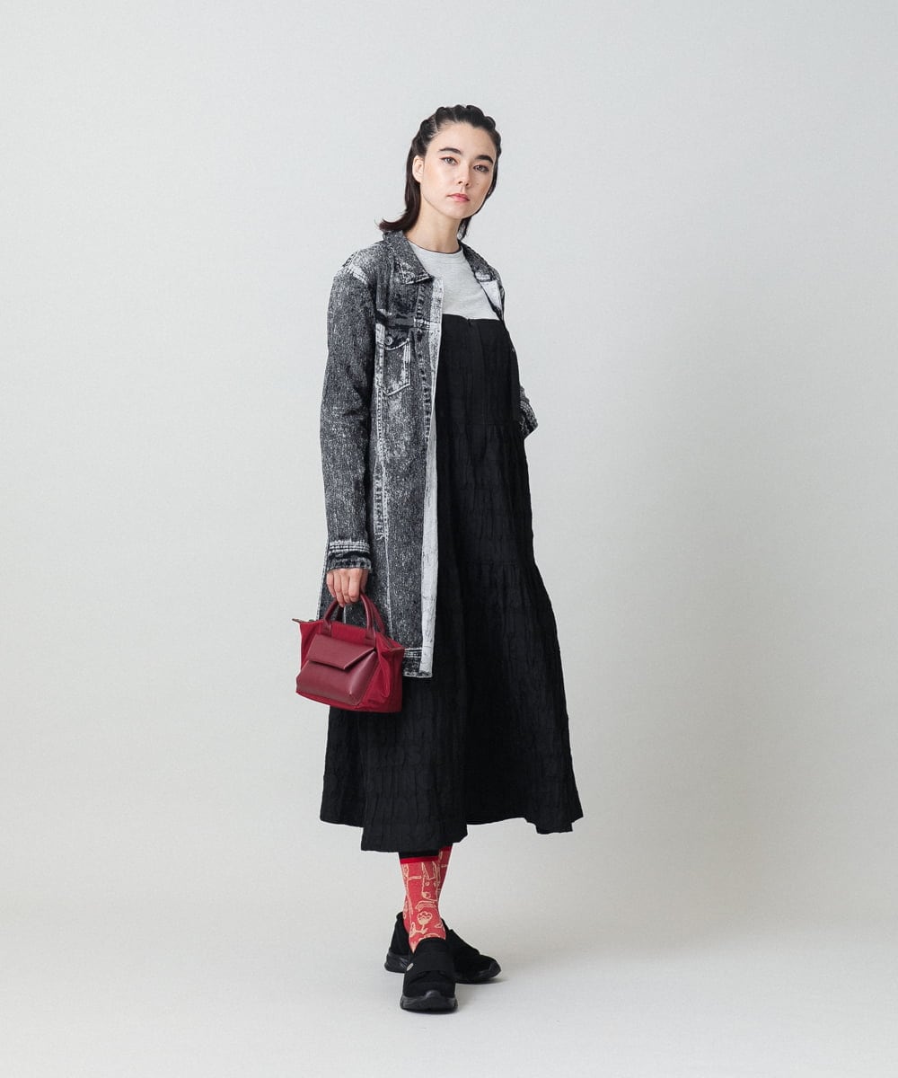 RSULD14660 TRUNK HIROKO KOSHINO(ヒロココシノ) デニムプリモーディアルロングコート/日本製/洗える ブラック