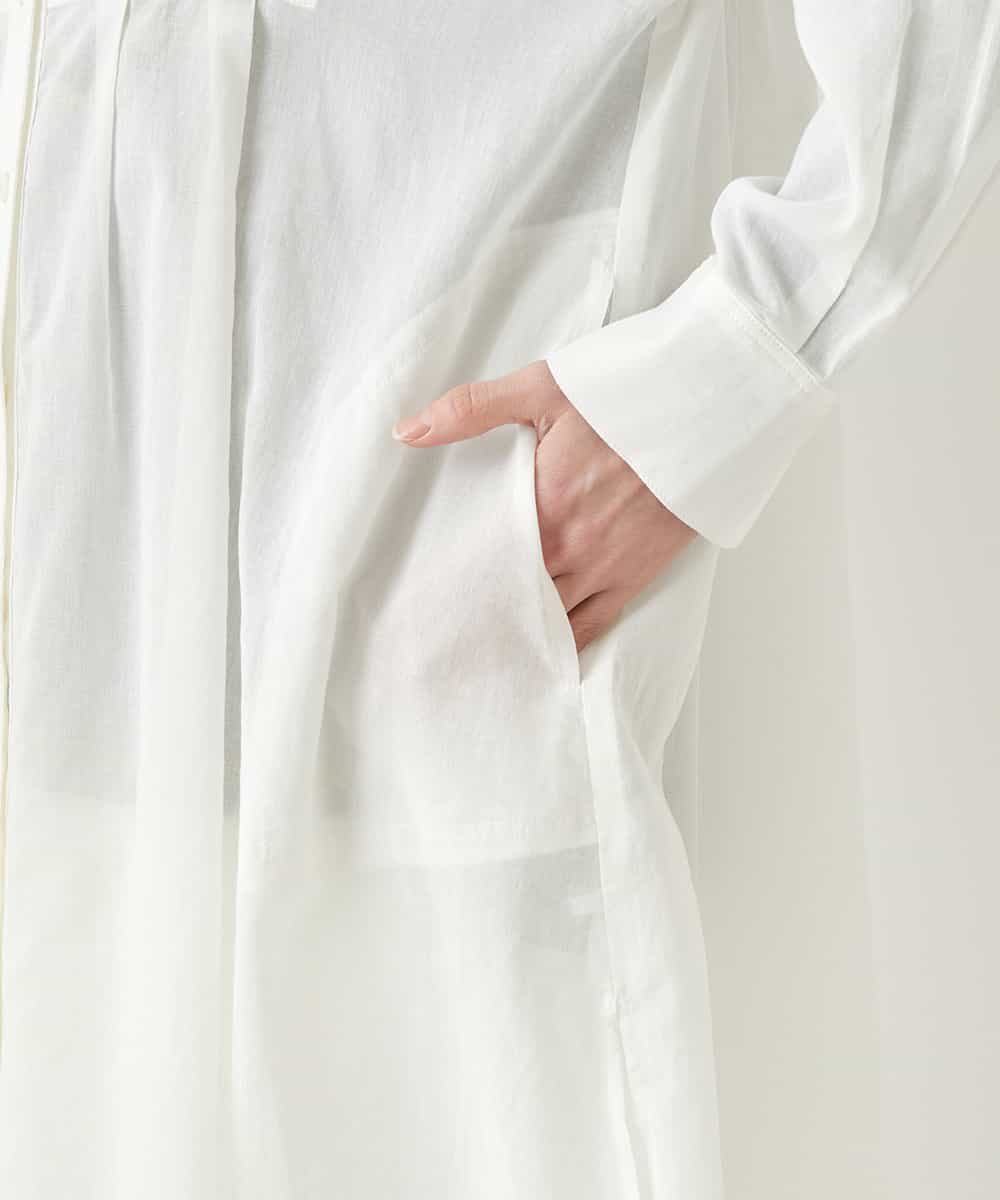 RYBGV08290 HIROKO BIS(ヒロコ ビス) コットンオーガンジーロングシャツ /洗える ホワイト