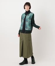 RYHLU40230 HIROKO BIS(ヒロコ ビス) 【洗濯機で洗える】ストレッチタフタフレアスカート カーキ