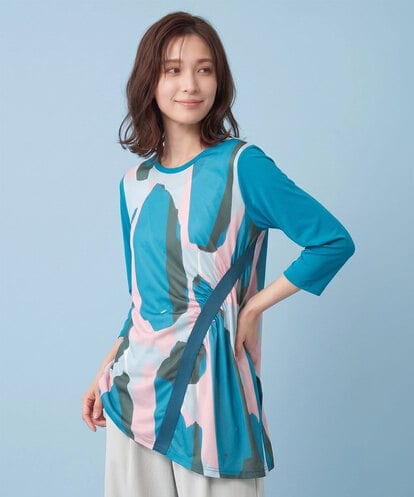 RYKGV05230 HIROKO BIS アーティープリントアシンメトリーチュニック /洗える