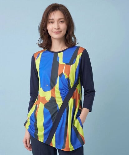RYKGV05230 HIROKO BIS アーティープリントアシンメトリーチュニック /洗える