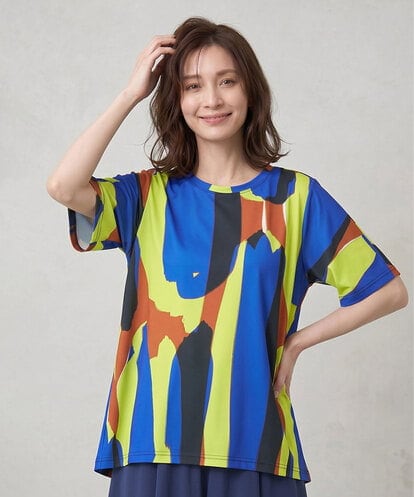 RYKGV06230  アーティープリントドルマンスリーブTシャツ /洗える