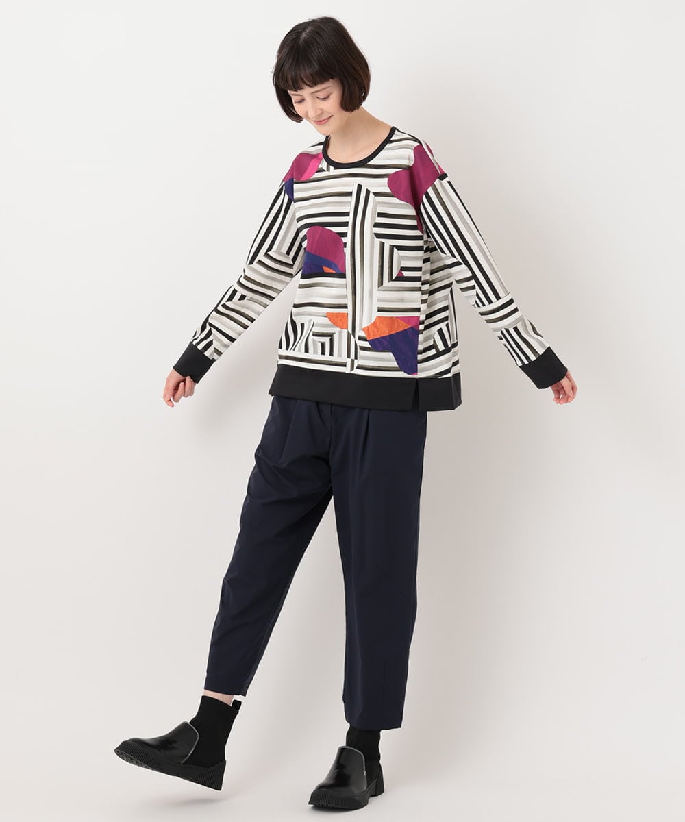 RYLLU41230 HIROKO BIS(ヒロコ ビス) 【洗濯機で洗える】ストレッチタフタリラックスパンツ ネイビー