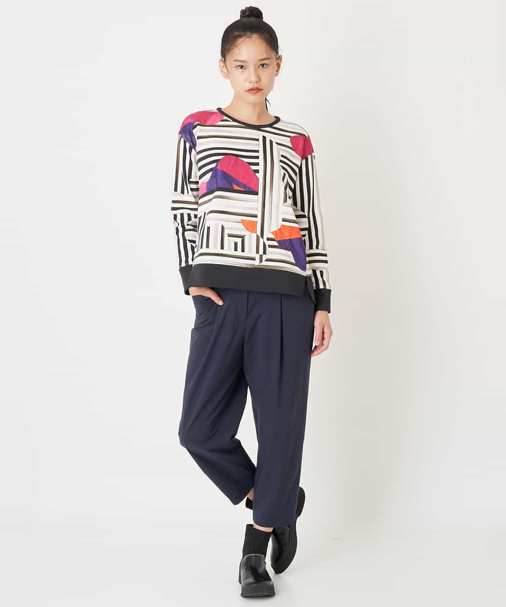 RYLLU41230 HIROKO BIS(ヒロコ ビス) 【洗濯機で洗える】ストレッチタフタリラックスパンツ ネイビー