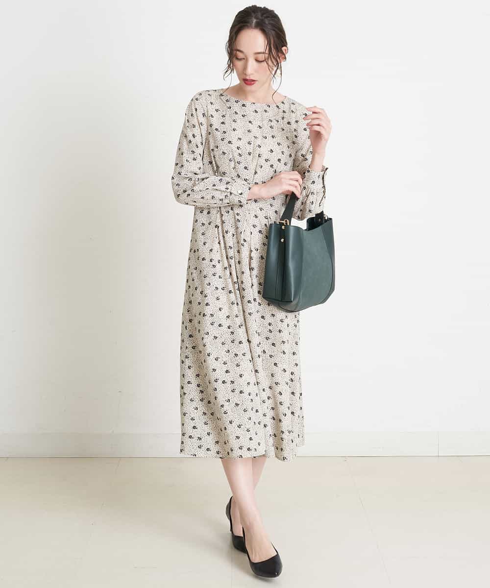 小さいサイズ 洗える ニットベスト付き小花柄プリントワンピース ワンピース Comfy Couture 小さいサイズ メゾン ドゥ サンク イトキンオンラインストア