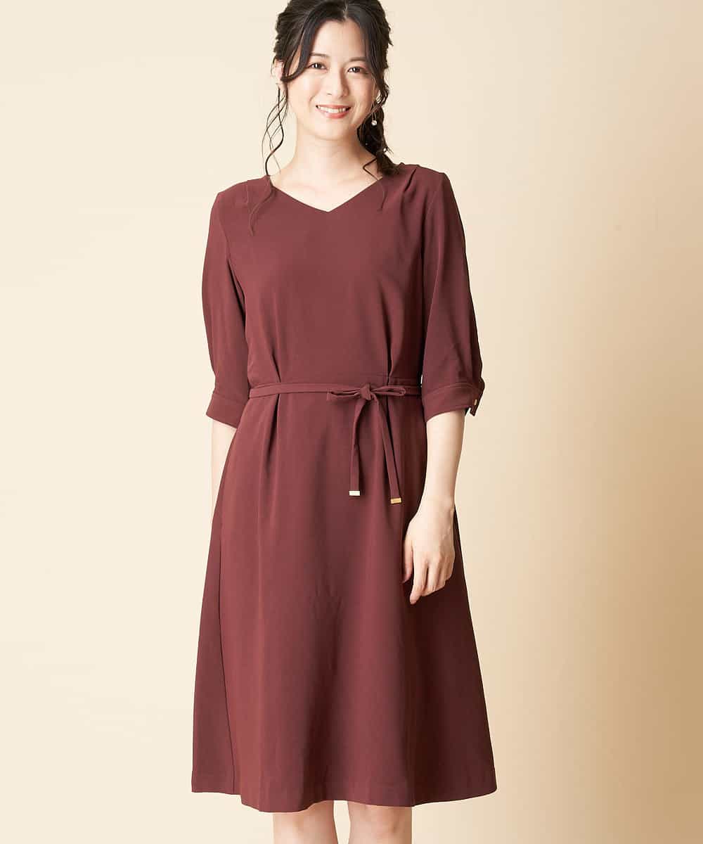 Ofuon 小さいサイズ メゾン ドゥ サンク 小さいサイズ 洗濯機で洗える ウエストタックvネックワンピース イトキンオンラインストア