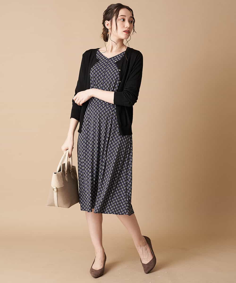 Ofuon 小さいサイズ メゾン ドゥ サンク 小さいサイズ 洗濯機で洗える 幾何プリントジャージーワンピース イトキンオンラインストア