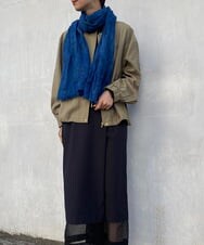 UC3GS30059 re:mine 【洗える/日本製】ドロストリボンコットンワンピース ネイビー