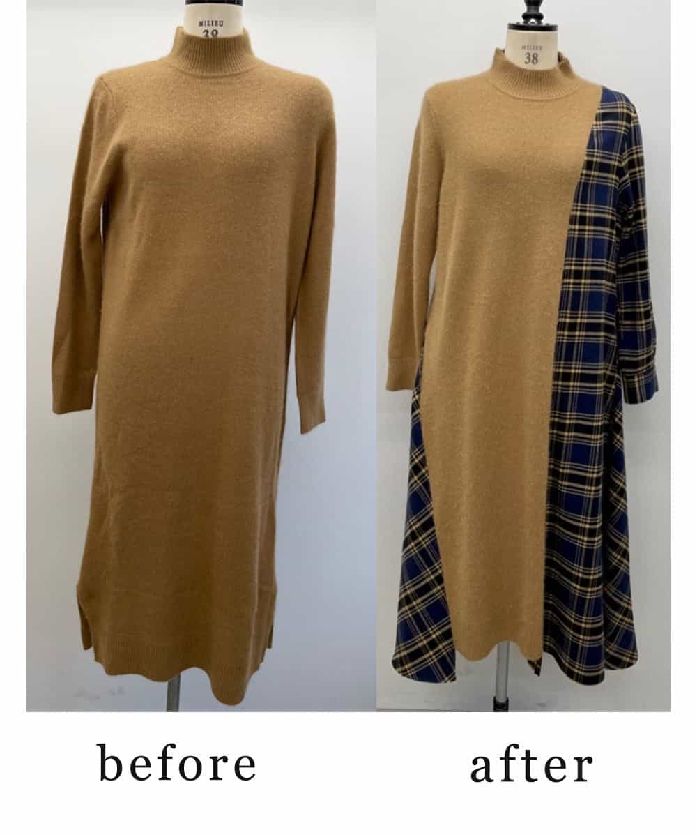 異素材使いリメイク ハイネックニットワンピース ワンピース Re Mine リマイン イトキンオンラインストア 異素材使いリメイク ハイネックニットワンピース ワンピース Re Mine リマイン イトキンオンラインストア