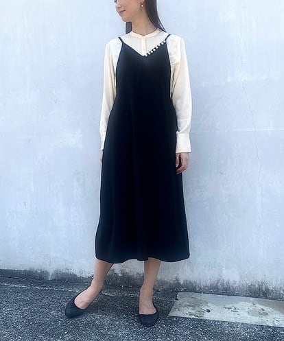 UCEAV21079 re:mine 黒染め＆パール付き　キャミワンピース