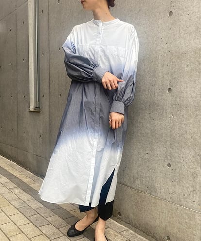 UCEGS49330 re:mine グラデーション染め　ロングシャツワンピース[ダブルネームライン]