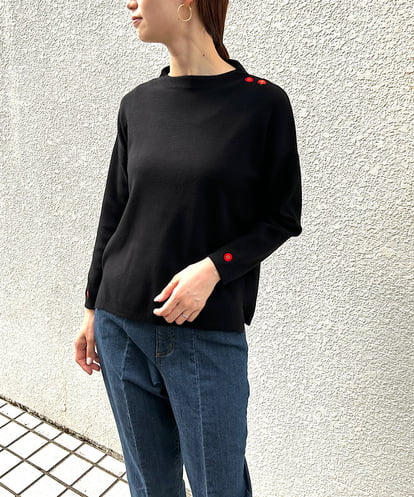 UCFAV35079 re:mine brotherコラボ　刺繍ボタンワンポイントリメイクニット