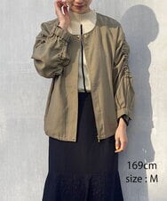 UCJGS11089 re:mine(リマイン) ドロストシルエットリメイク　ノ―カラーブルゾン / 小さいサイズ展開あり カーキ