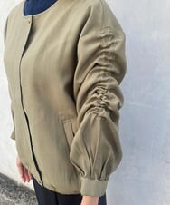 UCJGS11089 re:mine(リマイン) ドロストシルエットリメイク　ノ―カラーブルゾン / 小さいサイズ展開あり カーキ