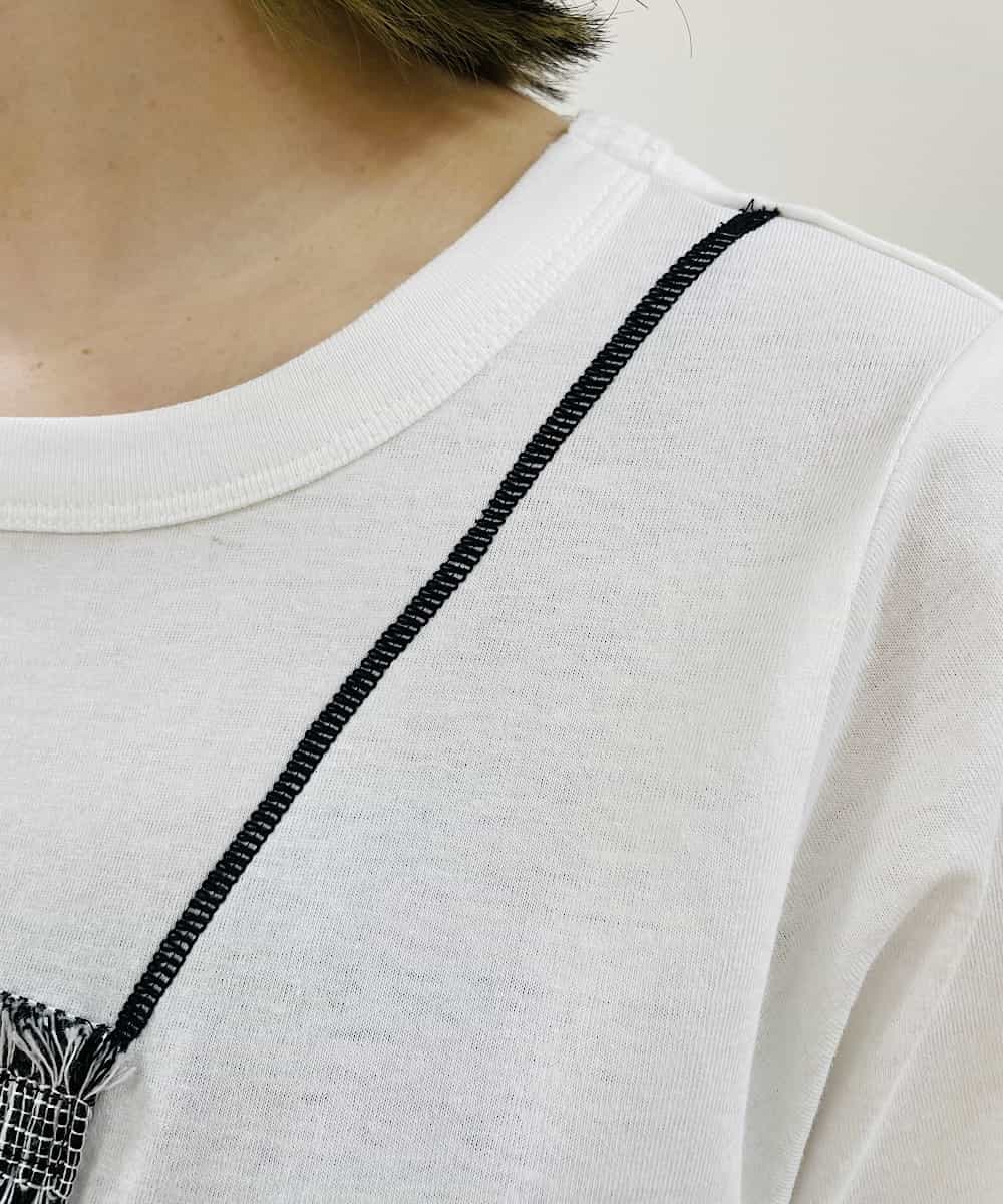 異素材使いリメイク]オーガニックコットンTシャツ(カットソー・Tシャツ