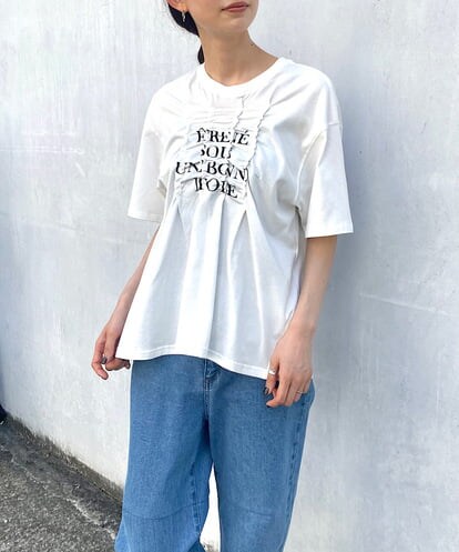 UCKGS55069 re:mine フロントギャザーシルエットリメイクTシャツ