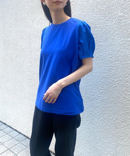 UCKGS65089 re:mine 異素材パフスリーブ　オーガニックコットンTシャツ