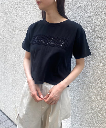 UCKGS73049 re:mine スクエアメッシュレース使いショート丈Tシャツ