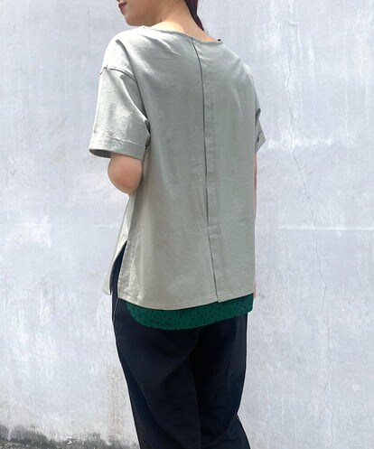 UCKGS77049 re:mine ドット柄使いバックスリットヘムTシャツ
