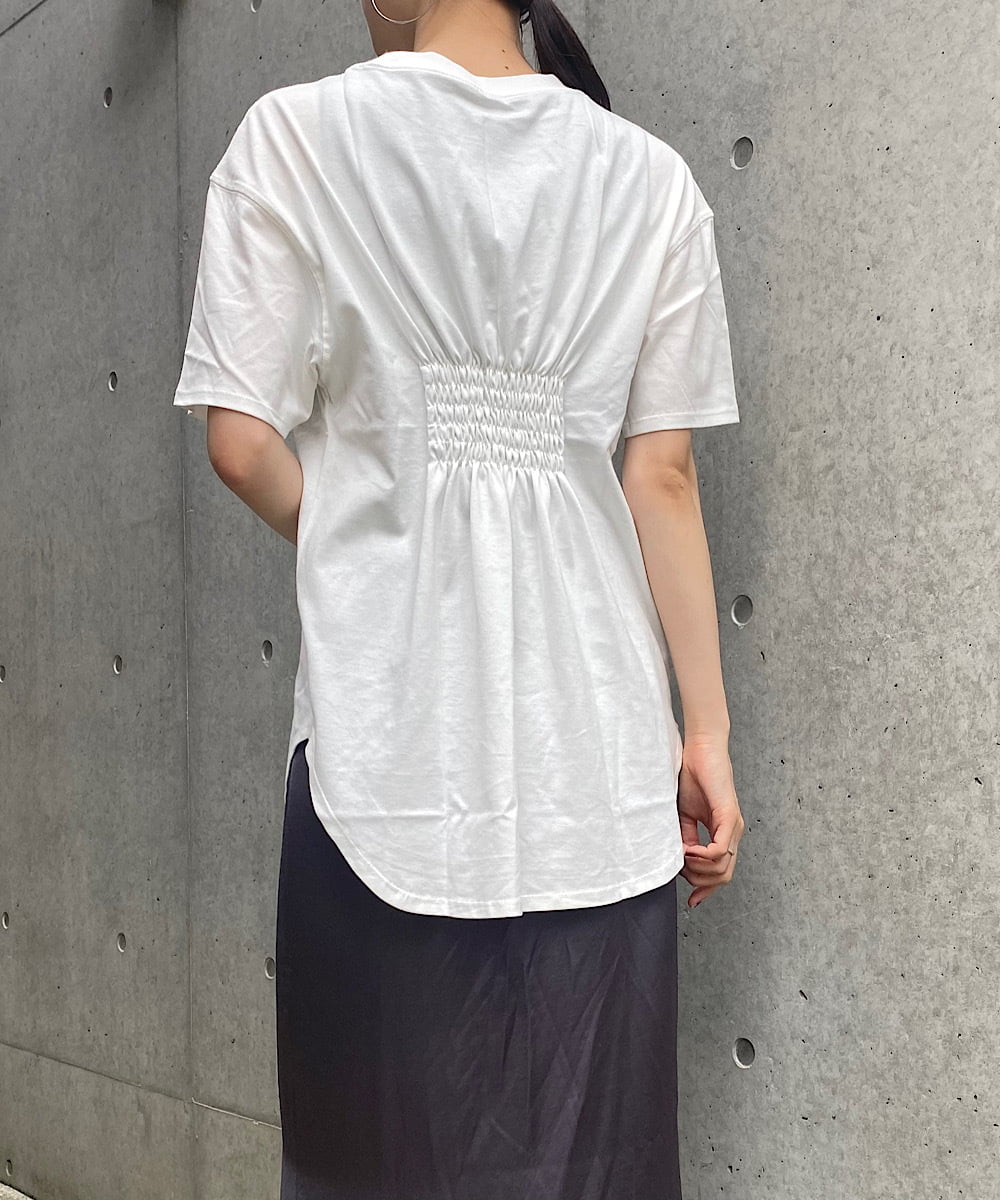 洗える］バックギャザーシルエットリメイクTシャツ(カットソー・T