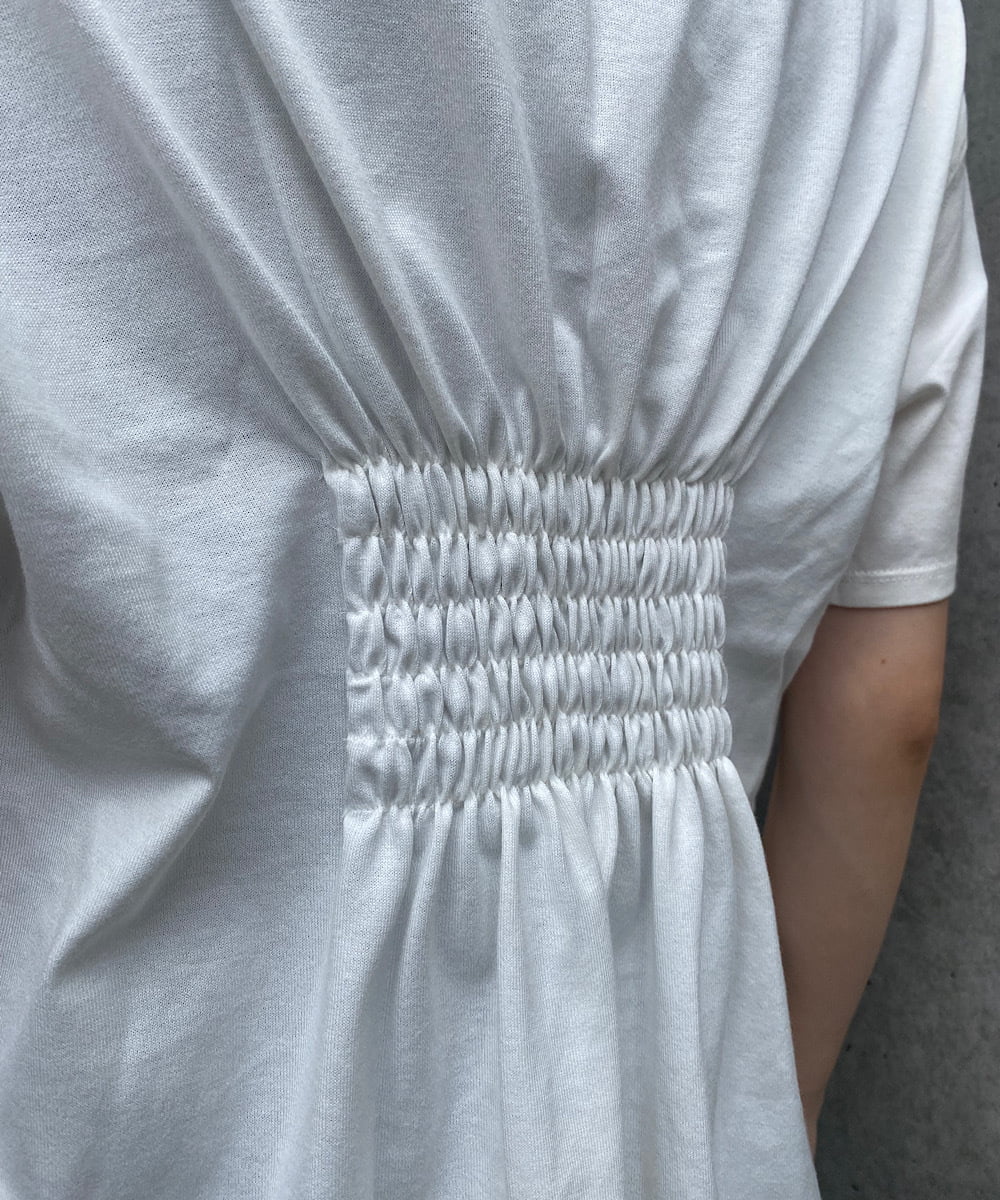 洗える］バックギャザーシルエットリメイクTシャツ(カットソー・T