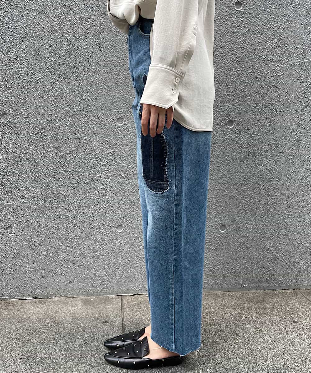 異素材使いリメイク］リペア風デニムパンツ(その他のパンツ) | re:mine