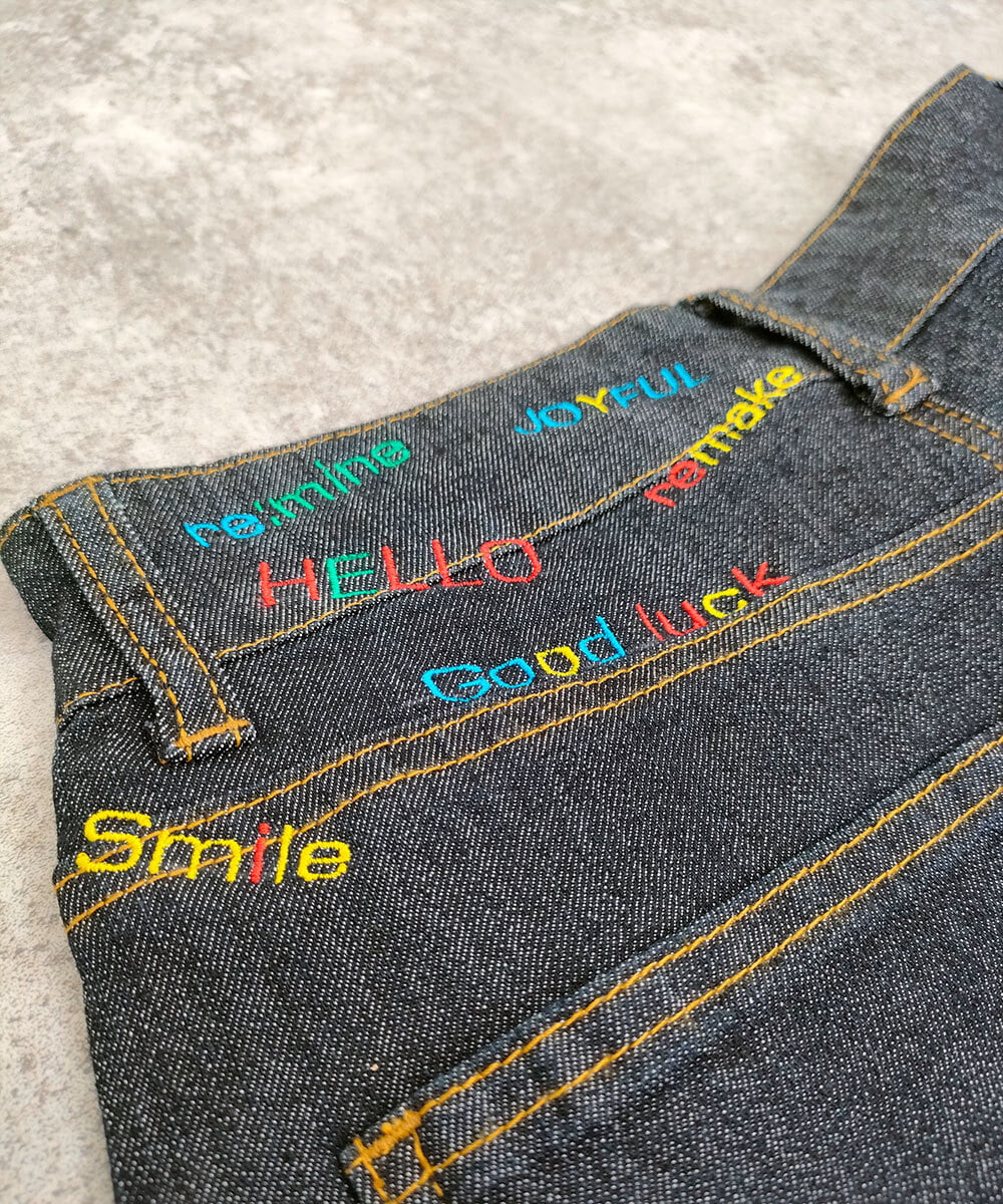 brotherコラボ メッセージ刺繍ワンポイントリメイク スリムデニム(フル