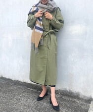 チェックマフラー付き ２WAYオーバーロングトレンチコート(トレンチ