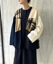 UCUAV55390 re:mine ZIVUNコラボ　再構築パッチワークジャケット カーキ
