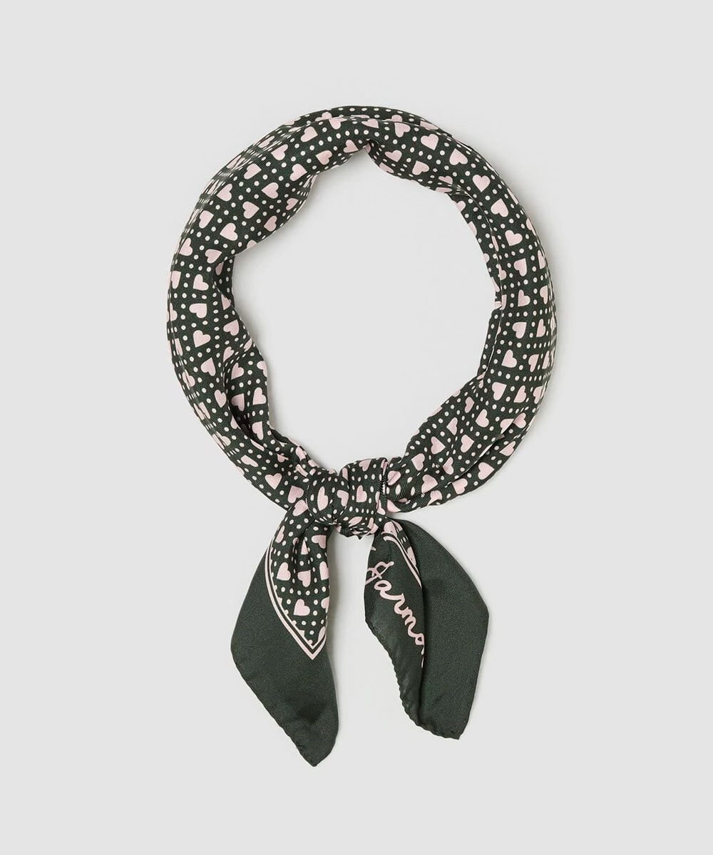 VY3AD06260 TARA JARMON(タラ ジャーモン) ハートドットプリントスカーフ カーキ