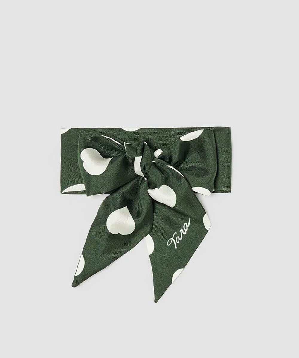 VY3AD07170 TARA JARMON(タラ ジャーモン) ハートプリントスカーフ カーキ