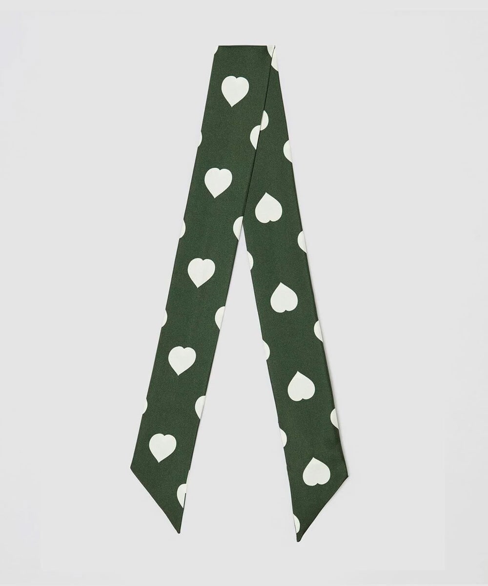 VY3AD07170 TARA JARMON(タラ ジャーモン) ハートプリントスカーフ カーキ