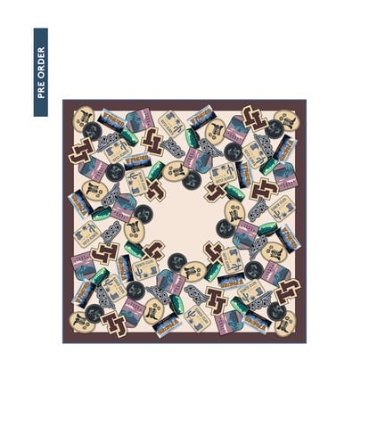VY3AG05300 TARA JARMON パッチデザインプリントスカーフ