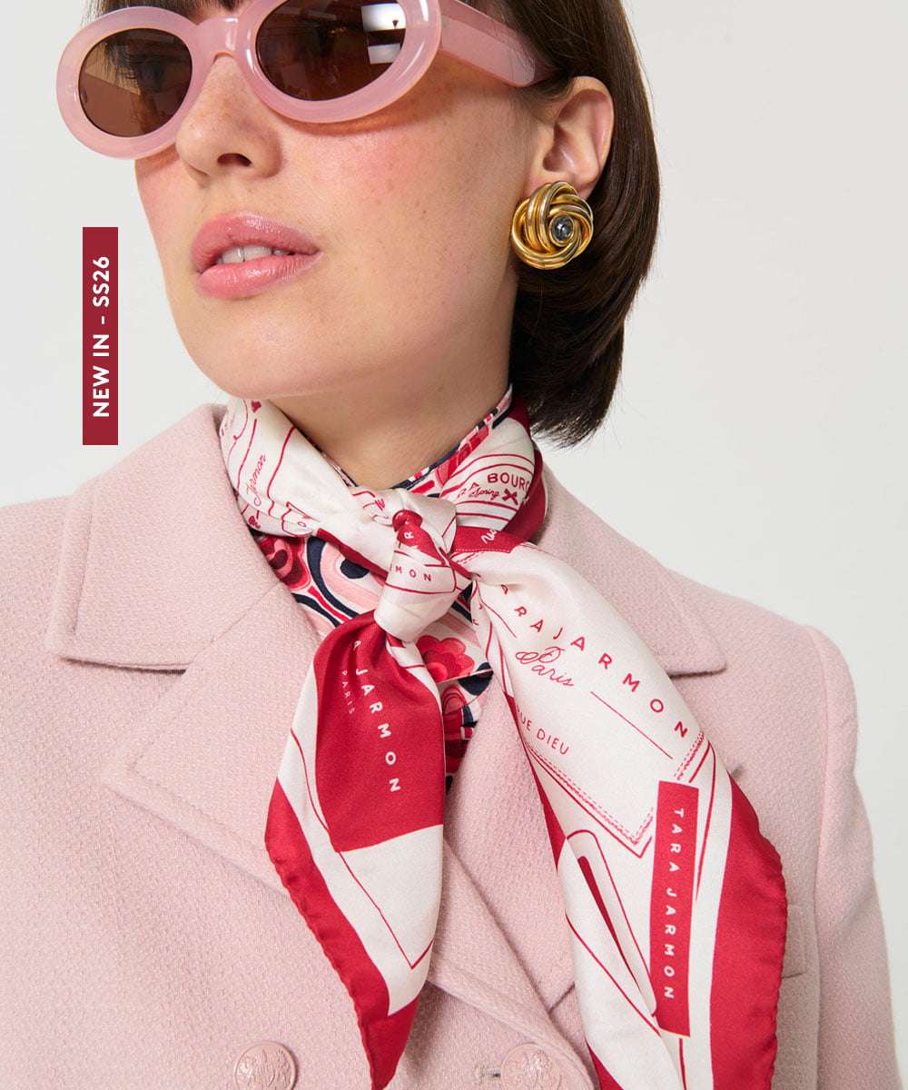 VY3GD01260 TARA JARMON(タラ ジャーモン) TARAラベルシルクスカーフ レッド