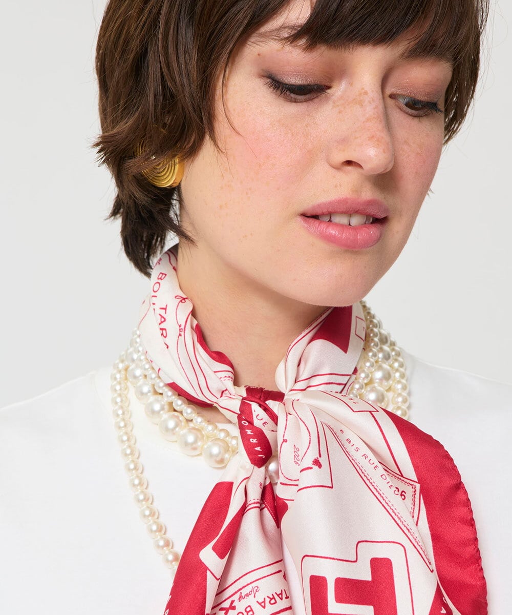 VY3GD01260 TARA JARMON(タラ ジャーモン) TARAラベルシルクスカーフ レッド