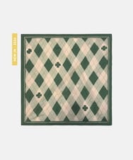 VY3GD02170 TARA JARMON(タラ ジャーモン) アーガイルクローバーコットンスカーフ エクリュ×グリーン
