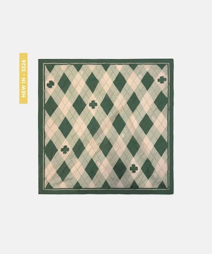 VY3GD02170 TARA JARMON アーガイルクローバーコットンスカーフ