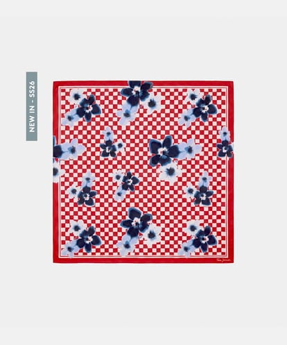 VY3GD03170 TARA JARMON ペチュニアダミエコットンスカーフ