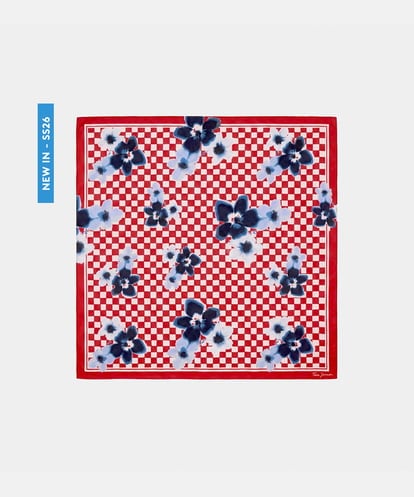 VY3GD03170 TARA JARMON ペチュニアダミエコットンスカーフ