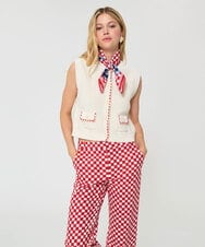 VY3GD03170 TARA JARMON(タラ ジャーモン) ペチュニアダミエコットンスカーフ レッド