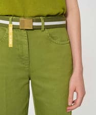 VY4GD03240 TARA JARMON(タラ ジャーモン) 【メディア着用】ストライプリボンベルト グリーン×エクリュ