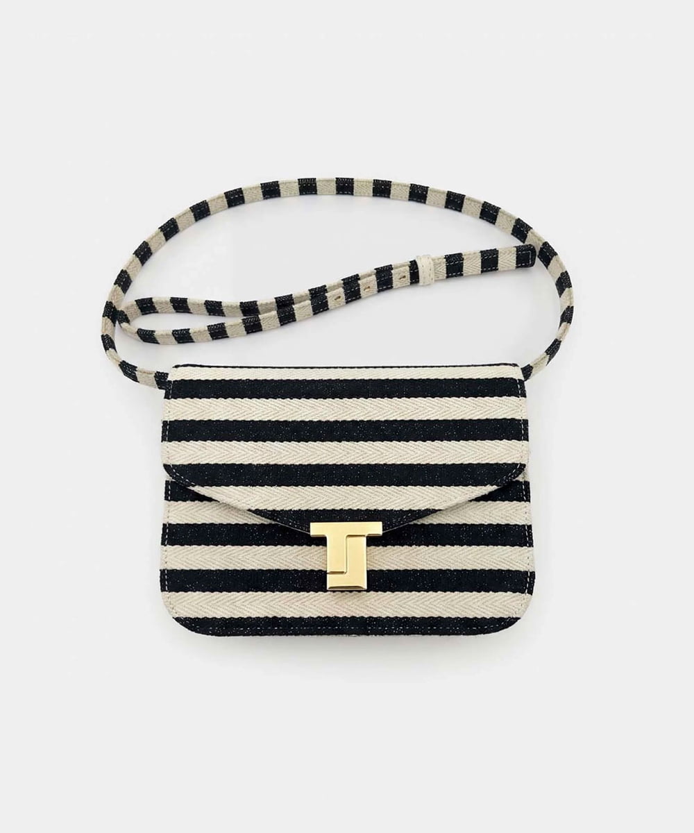 VY5GD01750 TARA JARMON(タラ ジャーモン) TJボーダーコットンバッグ ネイビーブルー