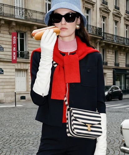 VY5GD01750 TARA JARMON TJボーダーコットンバッグ