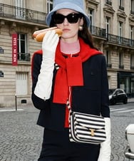 VY5GD01750 TARA JARMON(タラ ジャーモン) TJボーダーコットンバッグ ネイビーブルー