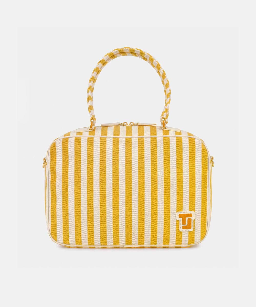 VY5GD02910 TARA JARMON(タラ ジャーモン) ストライプコットンバッグ イエロー