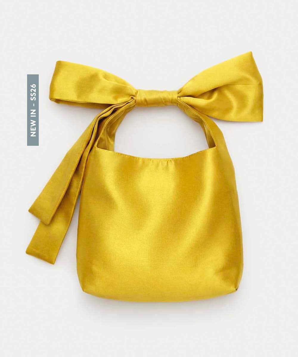 VY5GD04300 TARA JARMON(タラ ジャーモン) サテンリボンバッグ ミモザイエロー