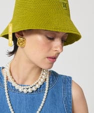 VY7GD01260 TARA JARMON(タラ ジャーモン) コットンクロシェバケットハット オリーブグリーン