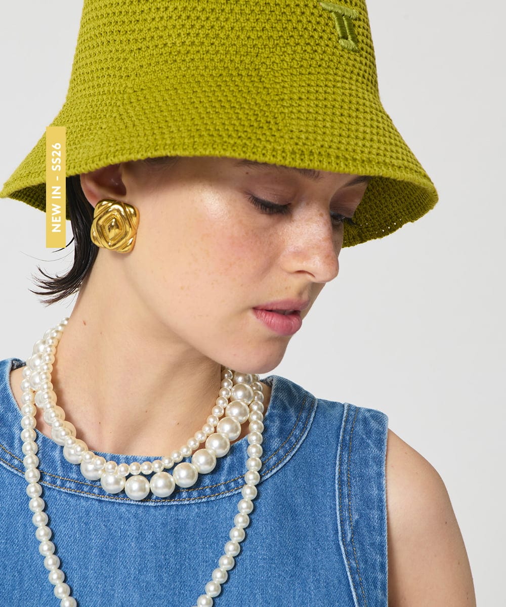 VY7GD01260 TARA JARMON(タラ ジャーモン) コットンクロシェバケットハット オリーブグリーン