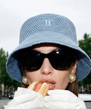 VY7GD01260 TARA JARMON(タラ ジャーモン) コットンクロシェバケットハット スカイブルー