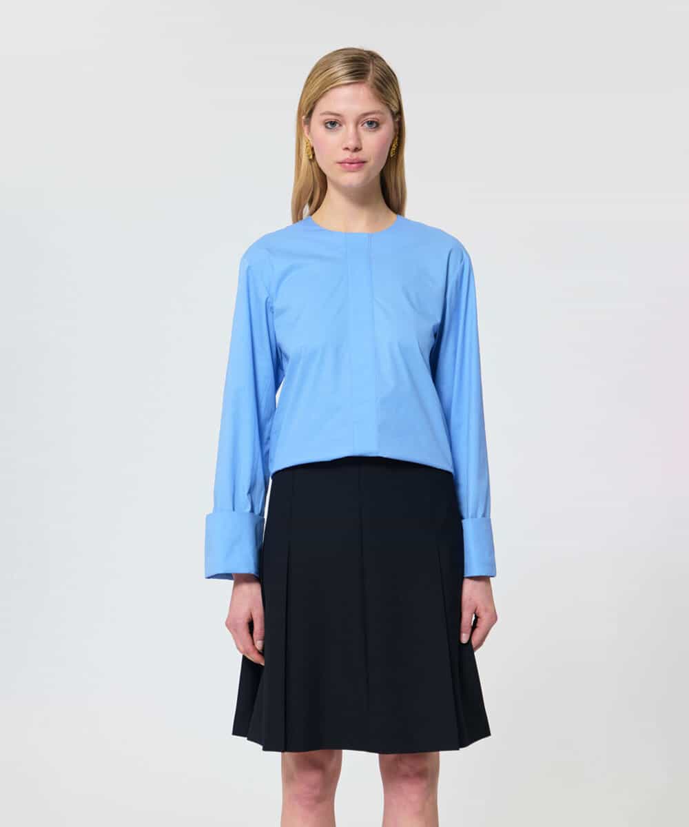 VZBAD11330 TARA JARMON(タラ ジャーモン) ポプリンブラウス ライトブルー